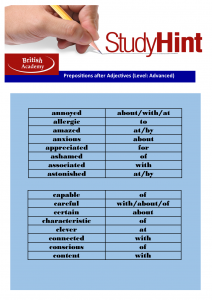 prepositions after adjectives