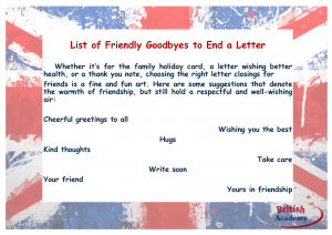 friendly goodbyes to end a letter
