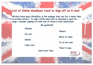 list of online goodbyes used to sign off an e-mail